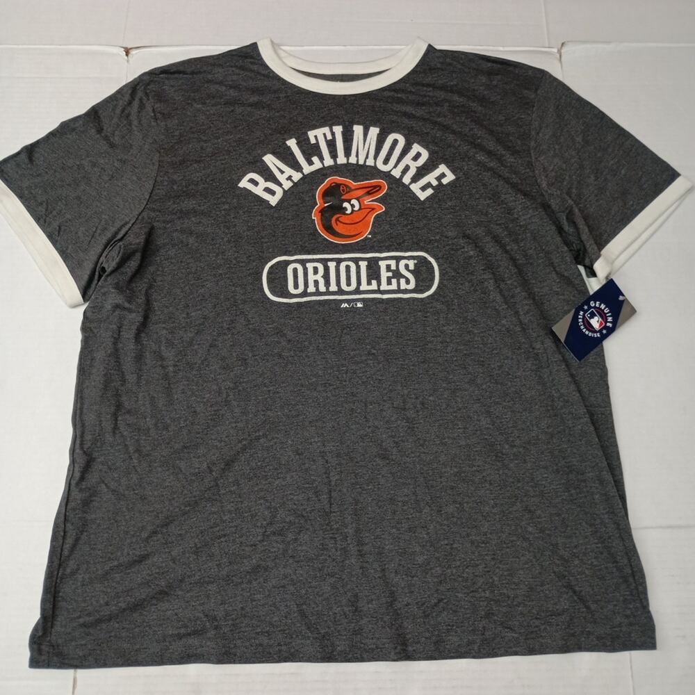 Majestic Baltimore Orioles T-Shirt Men's 3XL XXXL Gray MLB Baseball